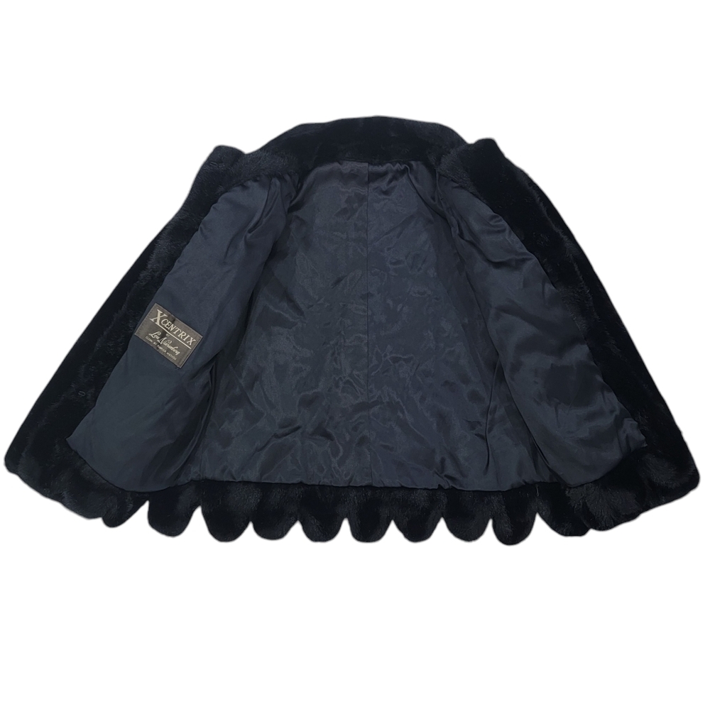 Vintage Xcentrix Women's Faux Fur Coat Black Formal Cropped Winter Jacket - Picture 8 of 16